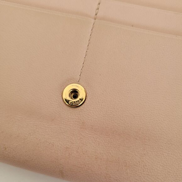 Chloe Leather Envelope Wallet Light Blush Pink Large Boho Bow Cute Clutch Long - Picture 6 of 12